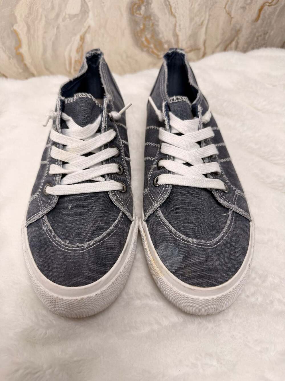 POP Women's Declan Casual Lace Up Sneakers Navy/White size 10